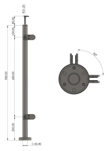 Baluster Posts - Brushed finish - 42.4mm diameter - GRADE 304 - Balustrade Components UK Ltd