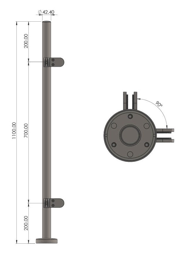 Baluster Posts - Brushed finish - 42.4mm diameter - GRADE 316 - Balustrade Components UK Ltd