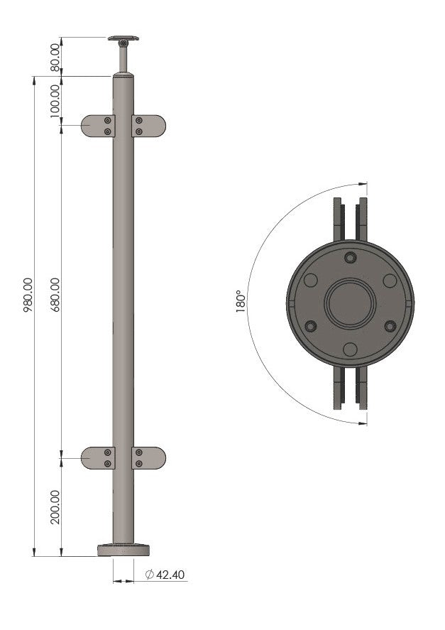 Baluster Posts - Mirror finish - 42.4mm diameter - GRADE 316 - Balustrade Components UK Ltd