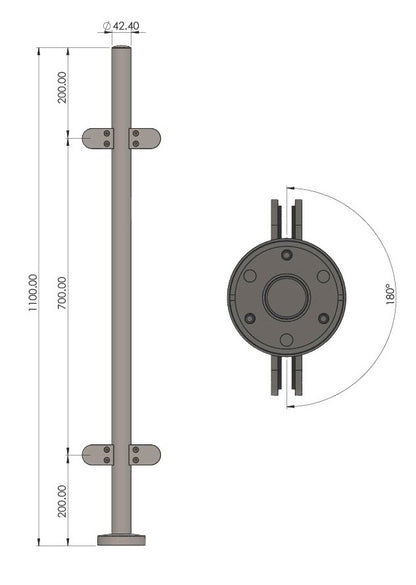 Baluster Posts - Brushed finish - 42.4mm diameter - GRADE 304 - Balustrade Components UK Ltd