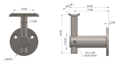Adjustable Height handrail bracket - Balustrade Components UK Ltd