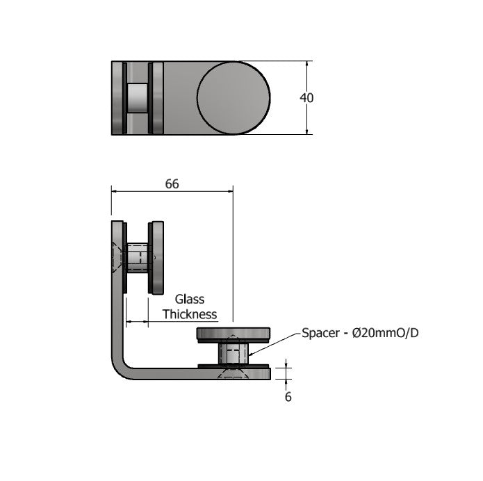 Glass-to-Glass Connector - Inside Glass Fixing - Balustrade Components UK Ltd
