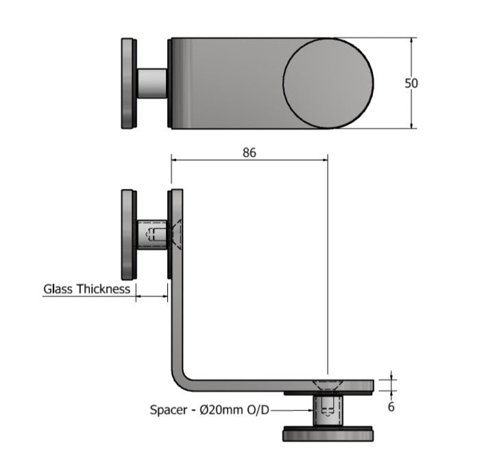 Glass-to-Glass Connectors - outside glass fixing