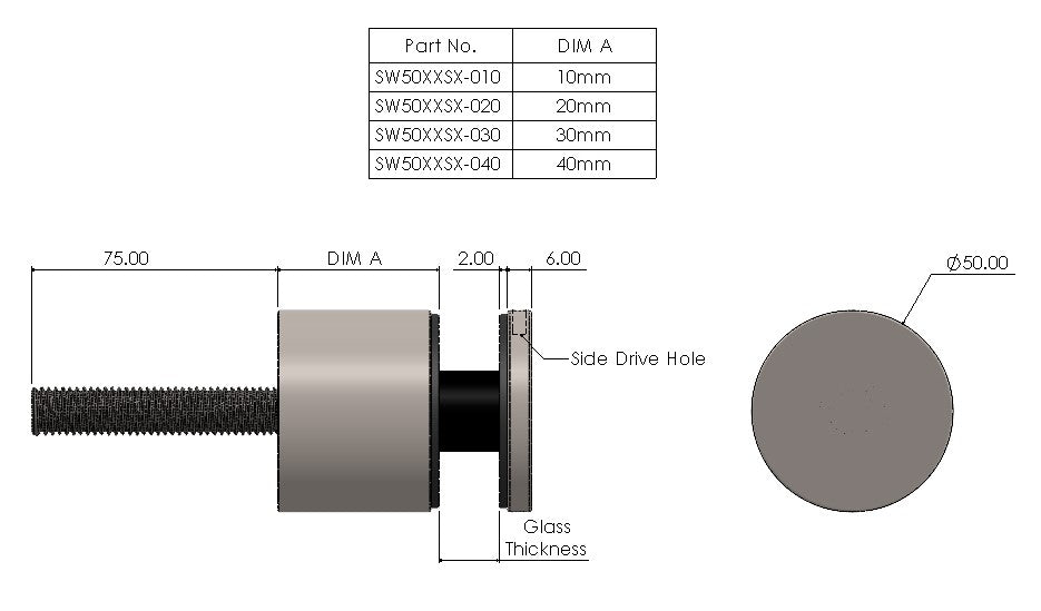 Threaded Bar Fix Stand-off Point Fixings