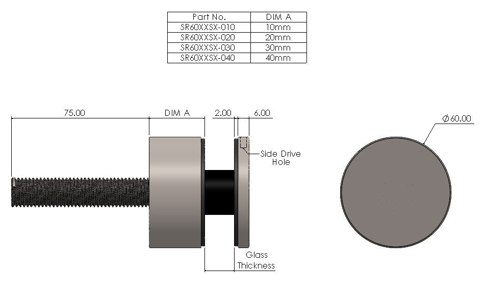 Threaded Bar Fix Stand-off Point Fixings - Balustrade Components UK Ltd