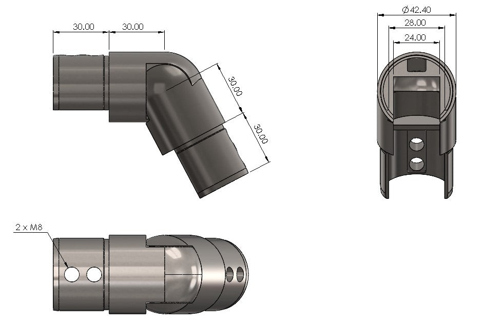 Adjustable Elbows for Slotted Tube - Balustrade Components UK Ltd