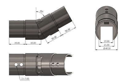 Adjustable Elbows for Slotted Tube - Balustrade Components UK Ltd