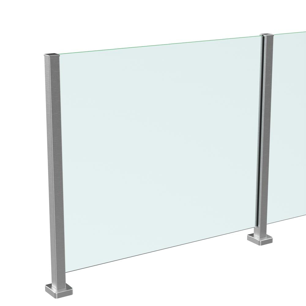 Aluminium Base Fix Post System with 10mm Glass - Balustrade Components UK Ltd